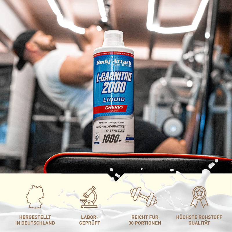 [Australia] - Body Attack L-Carnitine Liquid 2000mg per serving - vegan, liquid & high dosage - (Cherry, 500 ml) 
