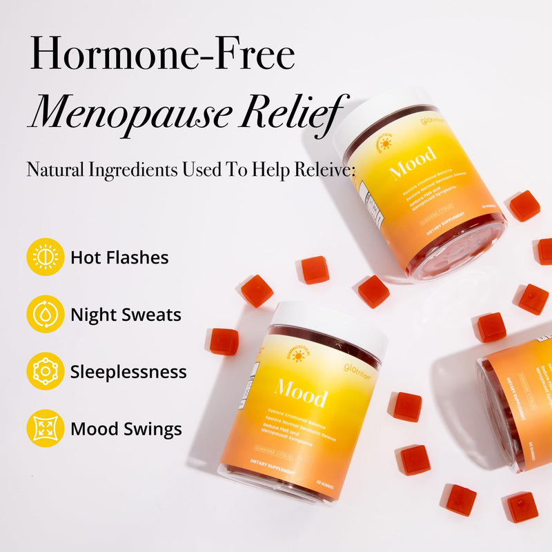Glotrition Mood Gummy | Improves Mood and Reduces Feelings of Stress | Alleviates PMS Symptoms and Hot Flashes for Menopausal Women | Decreases Fatigue and Irritability | 60 Gummies