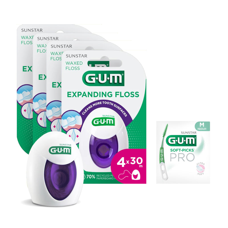 [Australia] - GUM EXPANDING FLOSS dental floss/Fluxes up during use/Also suitable for narrow gaps between teeth/Lightly waxed/Gentle on gums/4x30m (+1 free sample) 4x30m (+1 free sample) 
