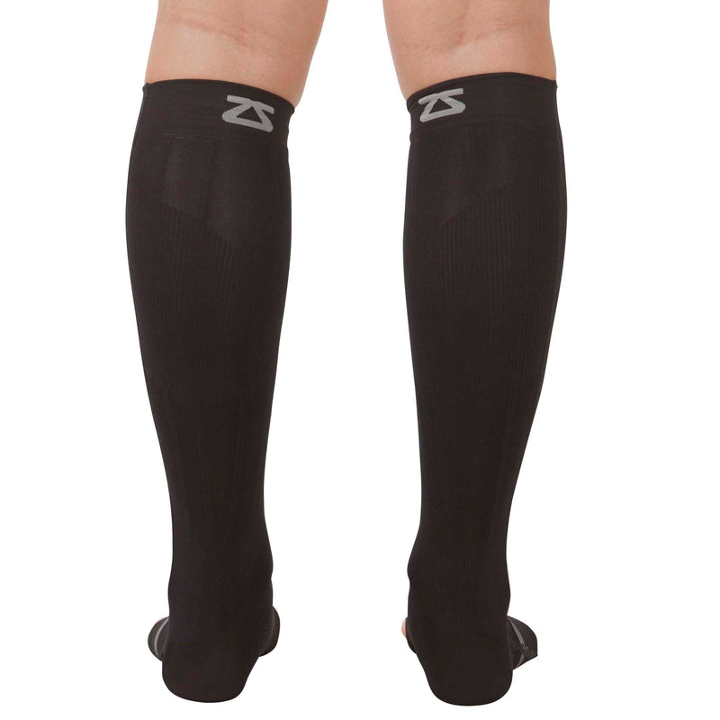 Zensah Ankle/Calf Compression Sleeves- Toeless Socks for Circulation, Swelling for Men and Women Large Black