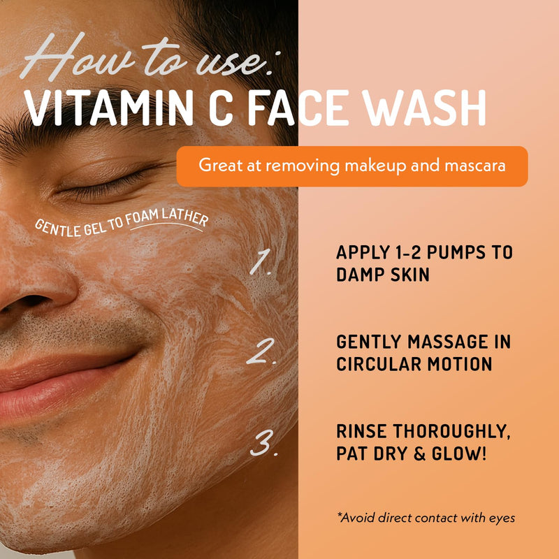 Eve Hansen Vitamin C Cleanser Face Wash | Anti Aging Facial Cleanser for Fine Lines, Age Spots, Dark Circles | Cruelty Free Skin Care Cleansing Gel with Aloe Vera, Vitamin E (4 oz) 4 Fl Oz (Pack of 1)