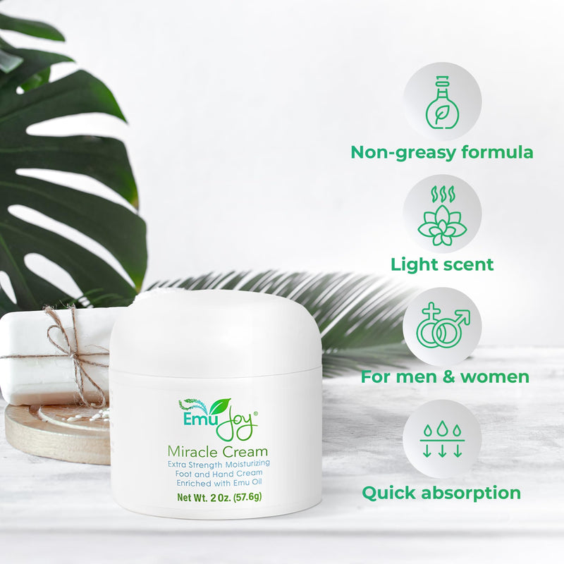 [Australia] - Emu Joy Miracle Cream - Hand & Foot Callus Remover Cream, Intensive Moisturizing Cream for Dry Heels and Soles, No More Foot Scrubbers & Files, Get Professional Salon Pedicure At Home (2 oz.) 