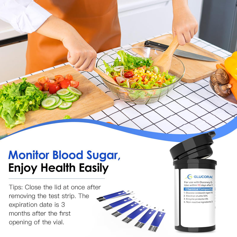 [Australia] - 300 Counts Blood Glucose Test Strips, Only Works with Glucoracy G-425-2 Blood Sugar Monitor, Self Diabetes Blood Glucose Home Monitoring, 6 Vials 50 Pieces Per Vial 1 Count (Pack of 300) 