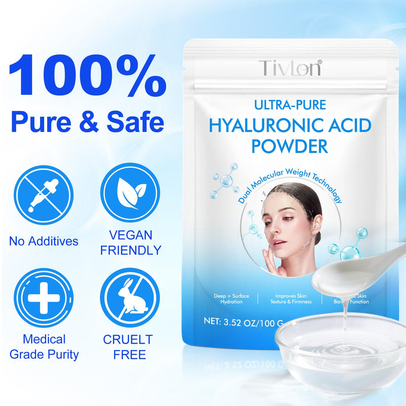 [Australia] - Hyaluronic Acid Powder for Skin, 2Pack High Molecular Weight for Anti-Aging & Deep Hydration, Cosmetic Grade Water Soluble Powder, Vegan, Gluten-Free | DIY Serum & Cream BaseÔºå7.6oz 