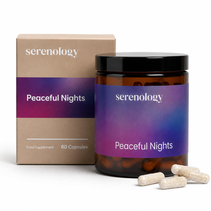 Peaceful Nights Magnesium Bisglycinate Capsules with Ashwagandha | High Absorption Bisglycinate | Evening Wind-Down Support Muscle Relaxation & Stress Support | 60 Capsules