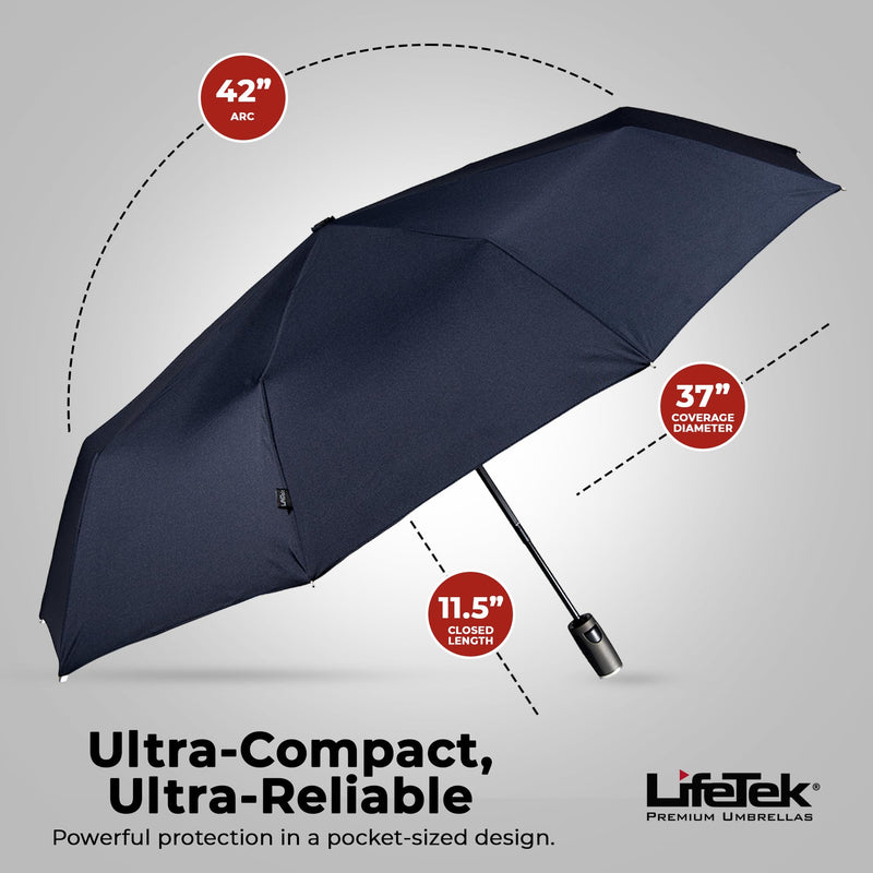 Kingston FX1 Windproof Golf Umbrella and Blue FX1 Windproof Travel Umbrella - Premium Construction Umbrellas for the Rain and Sun - Superior Water and UV Protection for Men and Women