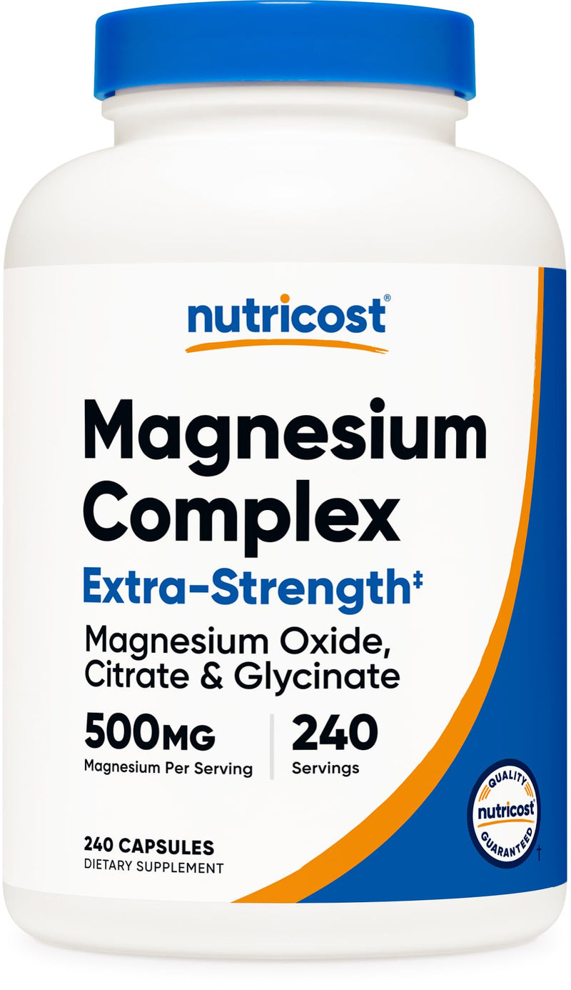 [Australia] - Nutricost Magnesium Complex 500mg, 240 Capsules - Magnesium Oxide, Citrate, and Glycinate - Gluten Free and Non-GMO 