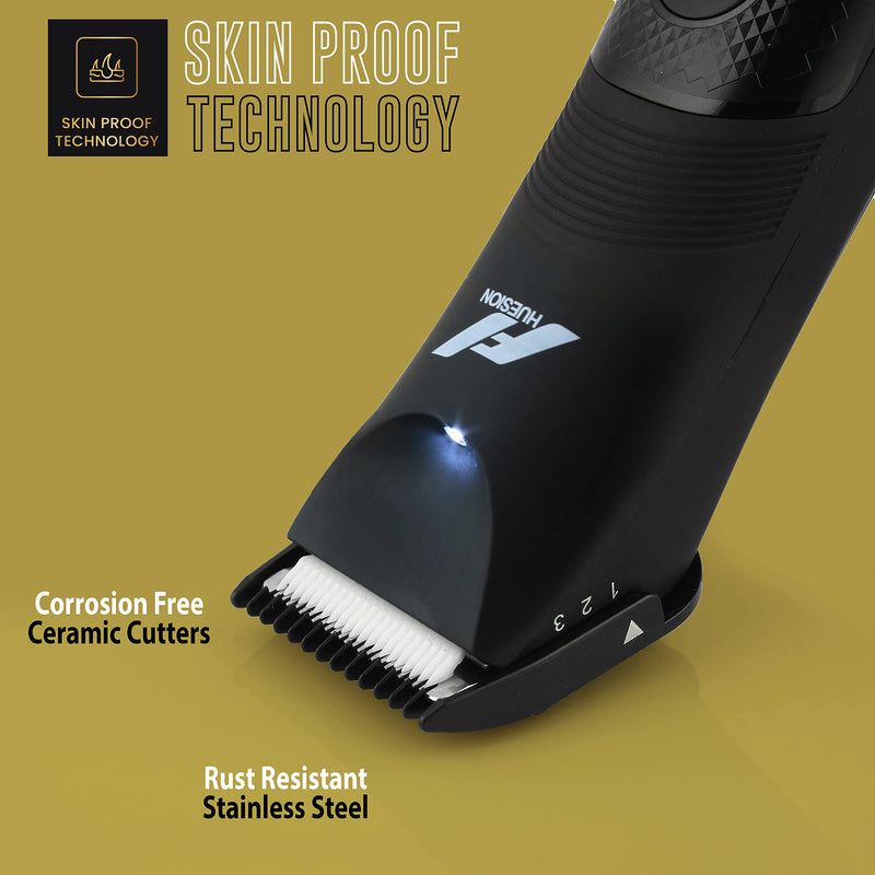 [Australia] - Fhuesion® Manscape Trimmer for Men -IPX7 Waterproof Ball Trimmer w/Light & Ceramic Blade, Body Groomer for Pubic/Body/Groin Grooming, Electric Razor Shavers USB-C Charging, No Nicks, Gifts for Him 
