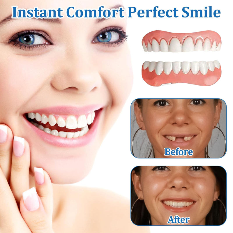 [Australia] - 1 set of silicone reline denture set, dentures prosthesis complete, silicone reline denture set, denture silicone reline kit with denture toothbrush, safe material, natural and comfortable to wear 