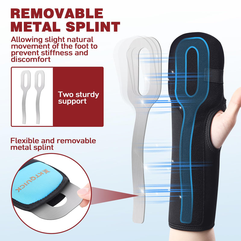 Resting Hand Splint with Adjustable Knob, Night Immobilizer with Removable Splints for Pain Relief, KTQUICK Hand&Wrist Brace for Carpal Tunnel, Stroke Recovery, Arthritis, Tendinitis -Right Hand Large Right Hand