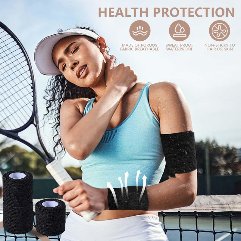 [Australia] - 30 Pack 2 Inch x 5 Yards Black Self Adhesive Bandage Breathable Cohesive Bandage Wrap Rolls Elastic Self-Adherent Tape for Stretch Athletic, Sports, Wrist, Ankle 2 Inch, 30 Pack 