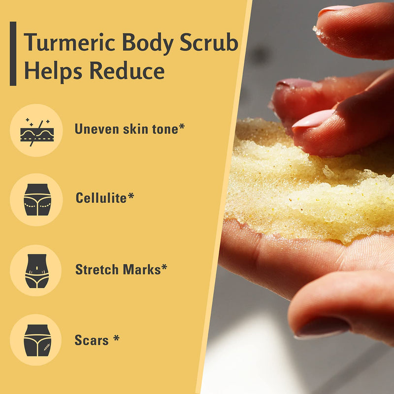 [Australia] - Exfoliating Body Scrub Turmeric Body Scrub and Skin Exfoliator with Collagen and Coconut Oil Gently Exfoliate Face Body Hand and Foot Scrub Moisturizing Body SkinCare products by M3 Naturals Turmeric Scrub 