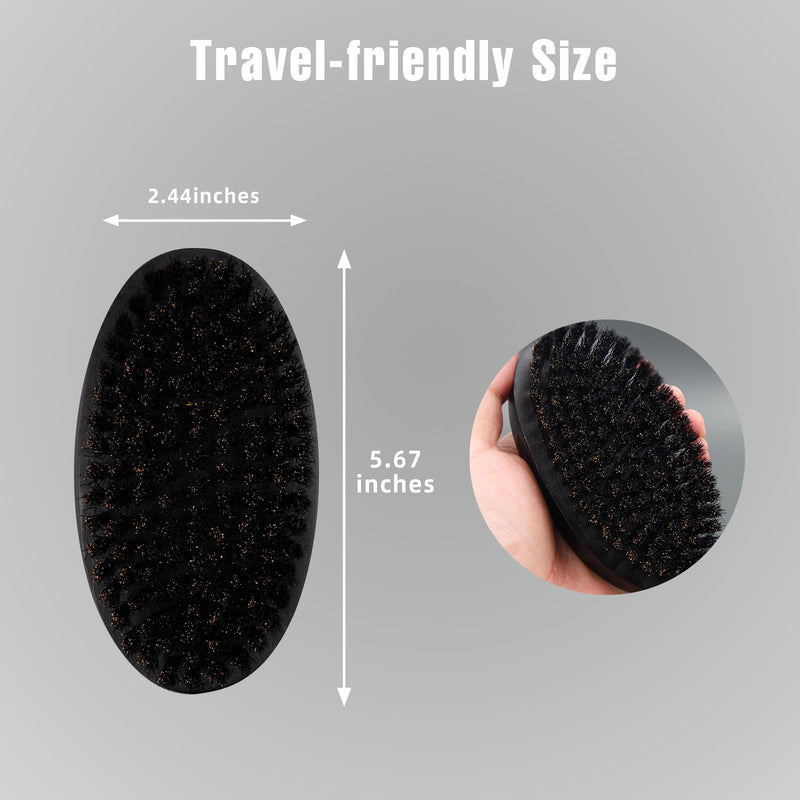 [Australia] - Black Beard Brush for Men - Natural Boar Bristles, Compact Size for All Beard Shapes & Travel, Ideal for Daily Beard Care 