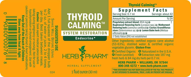 [Australia] - Herb Pharm Thyroid Calming Liquid Herbal Formula for Endocrine System Support - 1 Ounce 1 Fl Oz (Pack of 1) 
