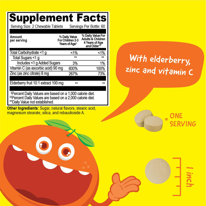 VitaWorks Kids Biotin 5000mcg Chewables + Elderberry + Zinc + C Chewables Bundle