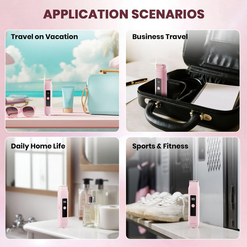Bikini Trimmer for Women,IPX7 Waterproof Painless Electric Razors for Trip,Portable&Easy Cleaning Lady Underarm Pubic Leg Arm Body Face,Electric Shaver for Travel&Shower Use,Gifts for Women,Pink Pink