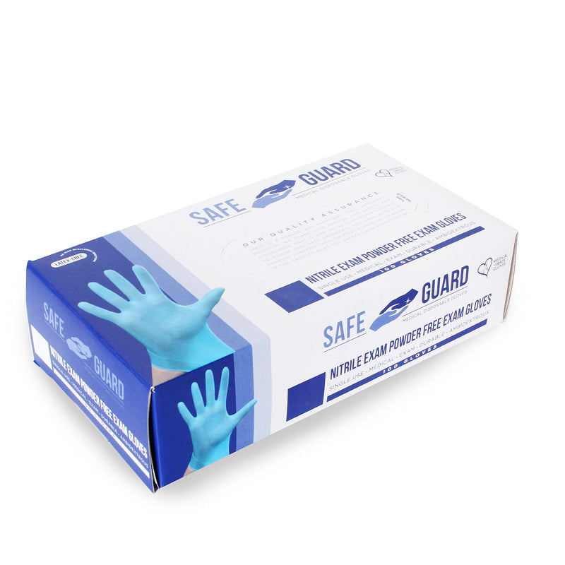 [Australia] - Safeguard Nitrile Exam Disposable Gloves, Powder Free and Latex Free, Multi Use Gloves, Food Service Use, 100 Count, Size Large, Blue Large (100 Count) Box 