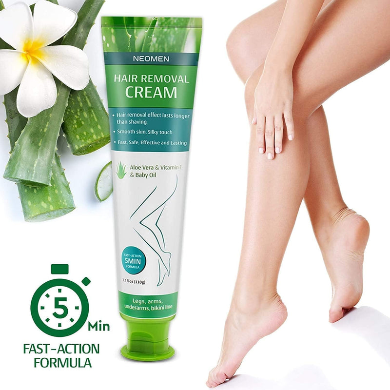 [Australia] - Hair Removal Cream for Men & Women : Painless Depilatory for Sensitive Skin & Intimate Areas, Moisturizing with Aloe Vera & Vitamin E, Safe for Underarms, Bikini, Arms & Legs 