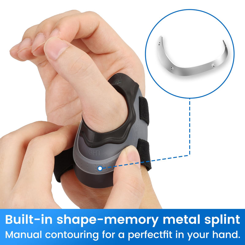 [Australia] - Velpeau CMC Thumb Brace for Arthritis Pain and Support, with High Elasticity and Anti Slip Wrist Strap, Comfortable Thumb Splint Stabilizer for Osteoarthritis for Women and Men (Grey, Right Hand, M) Medium Grey-Right Hand 