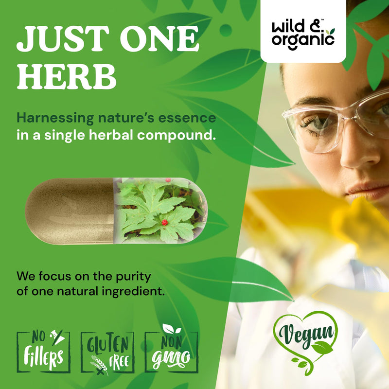 [Australia] - Wild & Organic Goldenseal Root Capsules 1000mg - Immune & Lung Support - 180 Goldenseal Powder Capsules - 90 Days Supply - Vegan, No Fillers, Non-GMO 