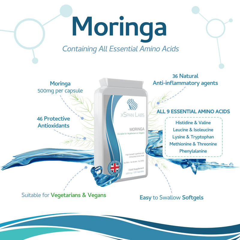 Moringa 500mg 120 Capsules - 100% High Strength Superfood