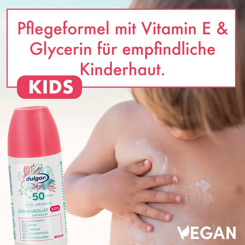 [Australia] - dulgon SPF 50 sun cream roller for children 100ml - protection against UVA & UVB radiation - waterproof & 24h moisture - sun cream for children fragrance-free, vegan & microplastic-free 1 piece 
