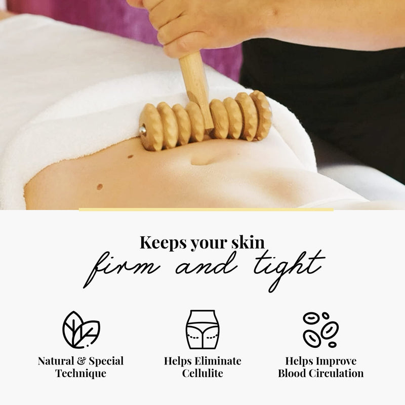 [Australia] - T-Shape Massager with Grooved Rollers, Multi-Functional Body Roller for Cellulite Reduction, Eases Muscle Tension and Supports Skin Health, Natural Muscle Roller 