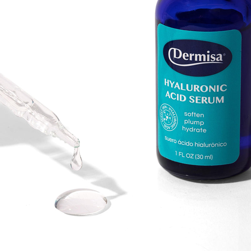 Dermisa Hyaluronic Acid Serum with 1% Pure HA, Beta-Glucan, Vitamin B5 & Vitamin E, Intense Hydrating Face Serum for Dry Skin, Fine Lines and Barrier Repair, 1.0oz