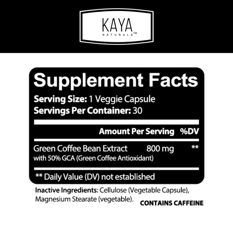 [Australia] - Kaya Naturals Green Coffee Bean Extract - Non-GMO, Gluten-Free Supplement (30 Count (Pack of 1) 30 Count (Pack of 1) 