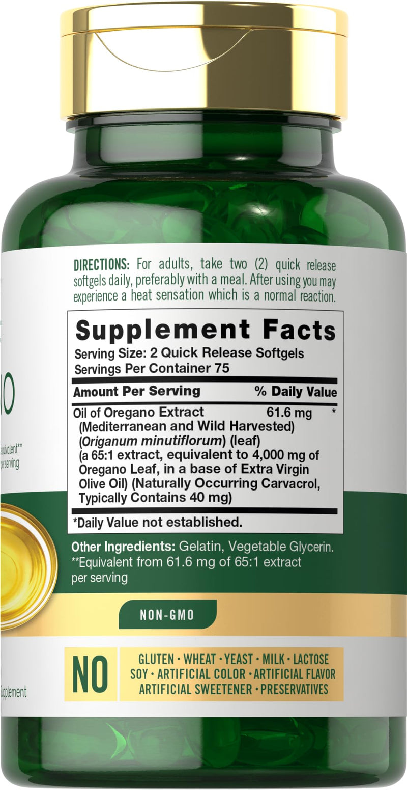 [Australia] - Carlyle Oregano Oil 4000mg Supplement | 150 Softgel Capsules | Contains Carvacrol | Non-GMO & Gluten Free Formula 150 Count (Pack of 1) 