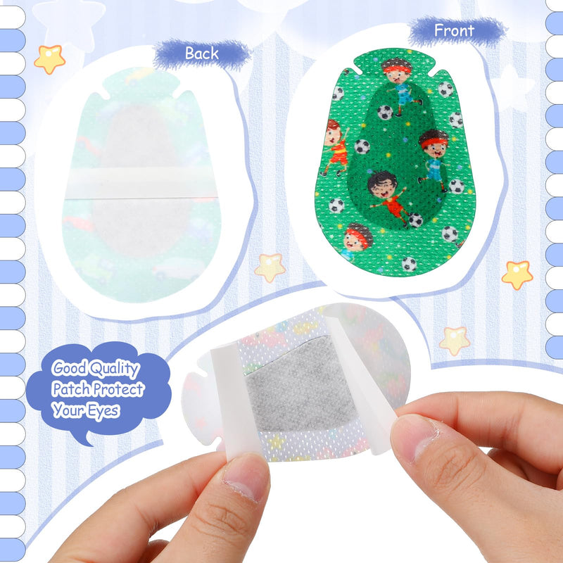[Australia] - 100 Pcs Adhesive Eye Patches for Kids Boys 20 Styles Breathable Boy Eye Patch Bulk Light Blocking Cotton Adhesive Bandages for Toddler Boys, 3 x 2 Inch 100 