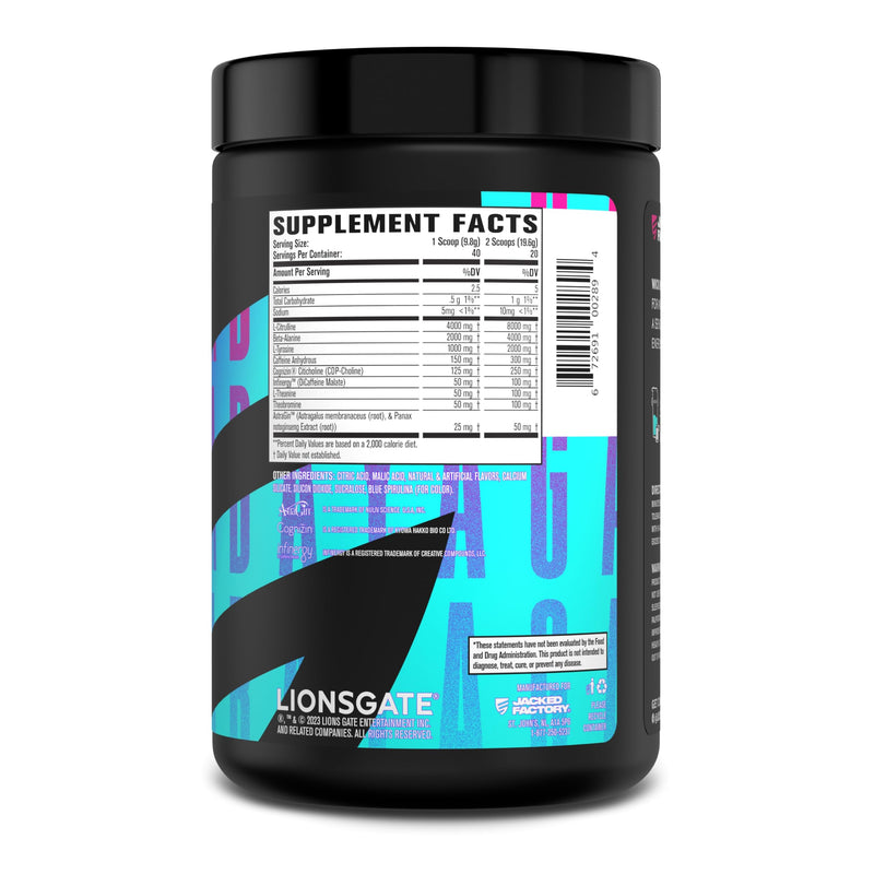 [Australia] - Jacked Factory X John Wick - Wick Mode Pre Workout Powder - Intense Energy, Battle-Ready Focus, Unstoppable Commitment, and Sheer Will - 40 Servings, Baba Yaga Blue Raz 
