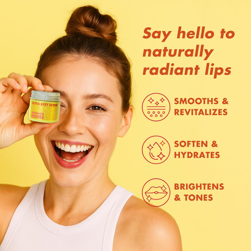 [Australia] - Handmade Heroes Turmeric Lip Scrub with Vitamin C ‚Äì 100% Natural Vegan Exfoliant for Dark Dry Chapped Lips ‚Äì Deep Conditioning Sugar Polish 1oz 