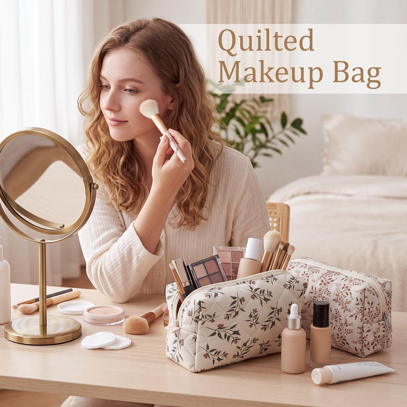 Paterr 10 Pcs Quilted Makeup Bag Bulk Women Gifts for Bridesmaid Christmas | Cotton Floral Makeup Cosmetic Bag, Birthday Wedding Bachelorette Party Favors, Cute Coquette Aesthetic Travel Toiletry Pouch Pastel Floral 7.87 x 4.72 x 3.15 Inches