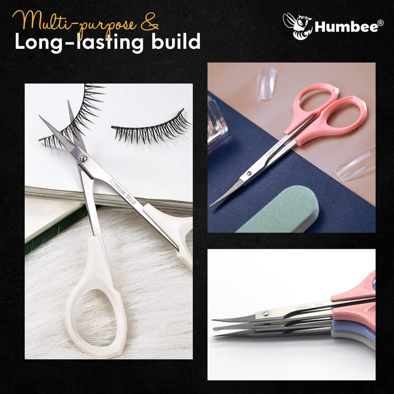 Hair Trimming Scissors Set, Grooming Scissors for Facial Hair, Nose Hair, Mustache, and Beard Grooming, Stainless Steel Eyebrow Scissors White Grooming Scissors (Set of 3)