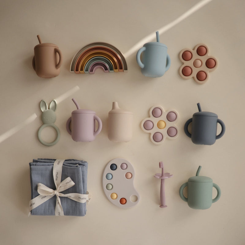 [Australia] - mushie 100% Silicone Training Cup & Straw for Toddlers | 6 Months+ (Soft Lilac) Soft Lilac 