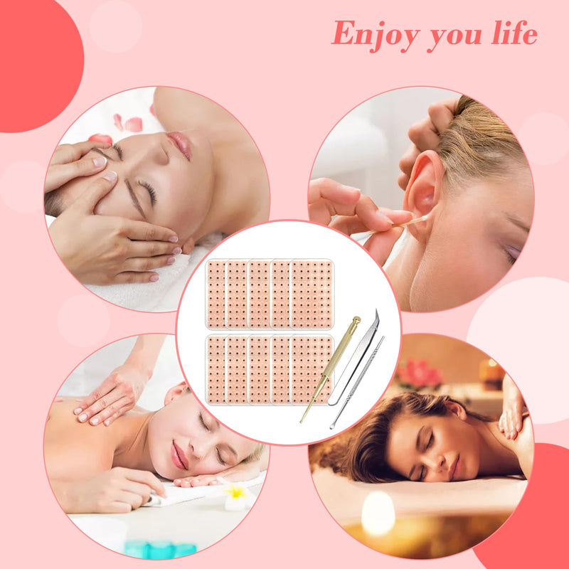 [Australia] - Ear Seeds Acupuncture Kit 600 PcsEar Press Seeds with Acupuncture Needle Ear Points Chart Guide Tweezer for Beginners Relief Facial Tools 