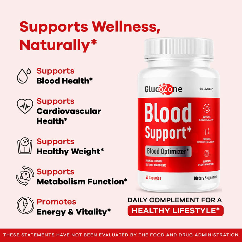 GlucoZone Blood Support - GlucoZone Capsules Support Optimizer Supplement All Natural Advanced Formula, Pills Premium Vitamins for Health & Wellness, 60 Capsules for 1 Month