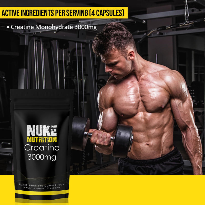 Nuke Nutrition Creatine Tablets 3000mg - 365 Tablets - Pure Creatine Monohydrate Supplements Boost Muscle Mass, Bulk & Strength - Excellent Pre Workout for Men & Women - Boost Energy & Performance 365 count (Pack of 1)