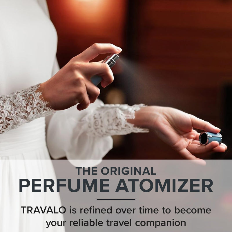 Travalo Milano Perfume Atomizer - Leak-Proof and TSA Approved for Air Travel - Reusable, Airtight, Easy Fill Mini Pump Sprayer - Lightweight, Vegan Leather with Polished Metal Outer Shell - Red
