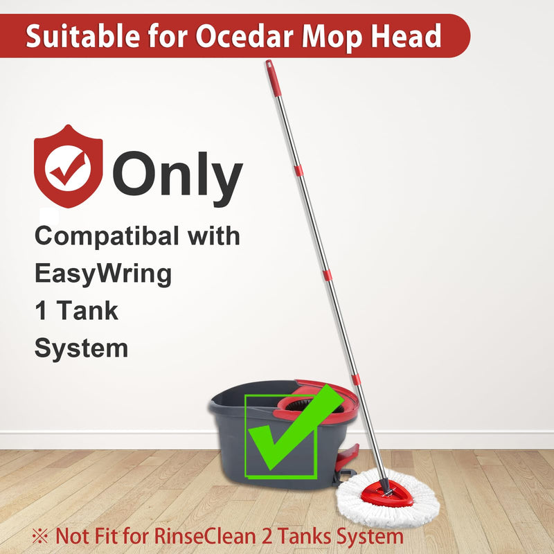 [Australia] - 2 Spin Mop Head Replacement, 1 Base, 1 Mop Handle (30-58in) Combo Mop Set Compatible with OCedar EasyWring Microfiber Mop (White (1-Tank System)) White (1-tank System) 