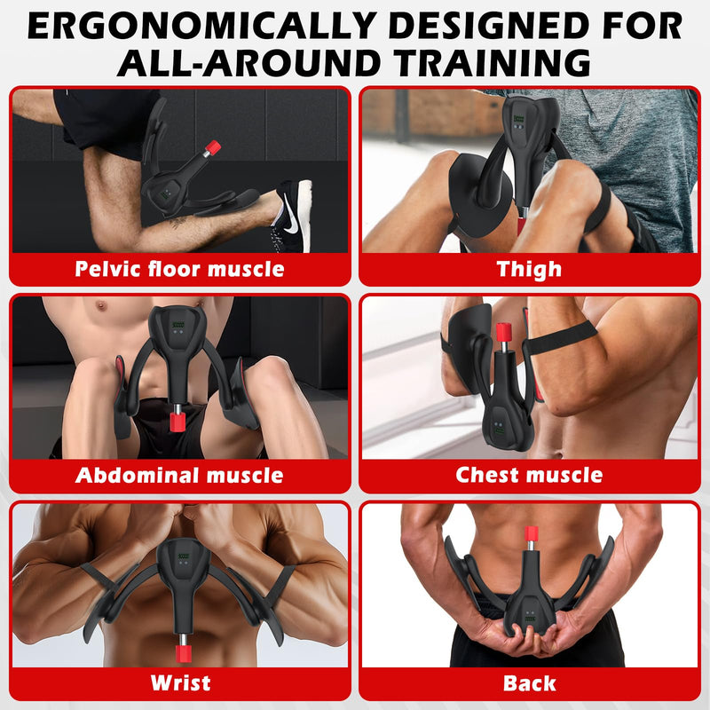 [Australia] - 3rd Gen Thigh-Master 0-100 lbs Adjustable Resistance Inner Thigh Exerciser Trainer Counter with Leg Straps Band Pelvic Floor Kegel Hip Exercise Workout Equipment Pilates Women Men Black 