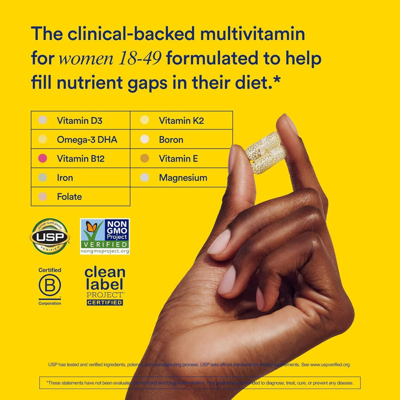 Ritual Women's 18+ Multivitamin - USP Verified - 60 Capsules - 30 Servings | Clinical-Backed - Key Essential Vitamins and Minerals - Support Energy, Heart, Bone, Brain Health*- Vegan - Citrus 60 Count (Pack of 1)
