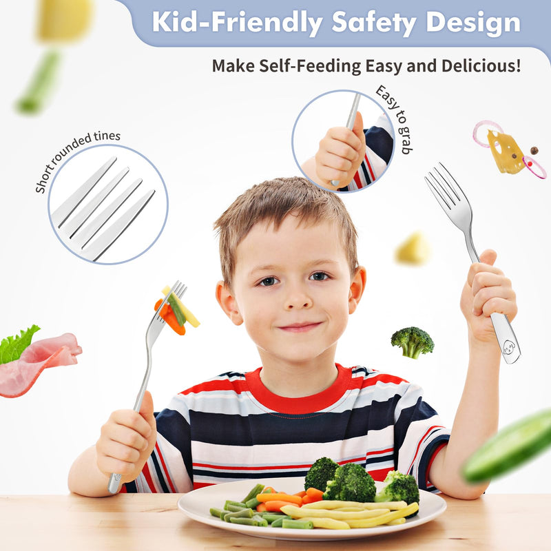 [Australia] - DRKIO Stainless Steel Toddler Forks Set - 6 Pieces Kids Forks Set Children Safe Food Grade Kids Silverware Small Forks Metal Toddler Utensils Dishwasher Safe Mirror Polished 
