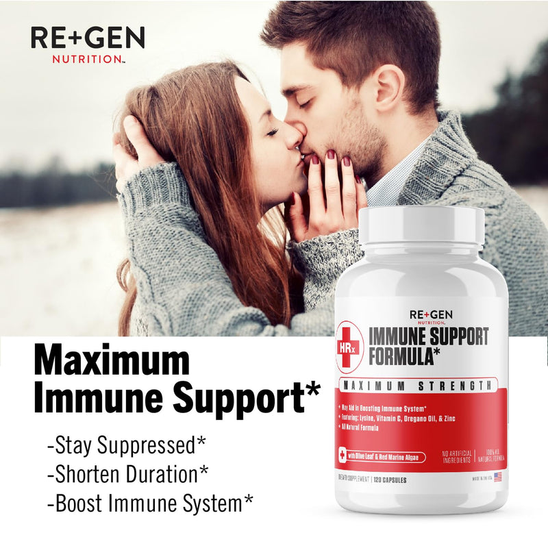 [Australia] - Immune Support Supplement for Adults, Natural Capsules with Zinc, Vitamin C, L lysine Amino Acid & Oregano Oil for Strong Immunity Health in Men & Women, 120 Capsules Immune Support Supplement 