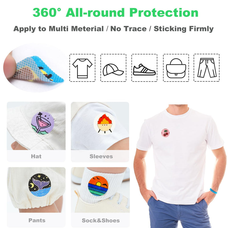 [Australia] - Mosquito Repellent Stickers, 300 Pack for Kids & Adults, Outdoor/Indoor, Natural Plant-Based, 6 Mosquito Bracelets Included 