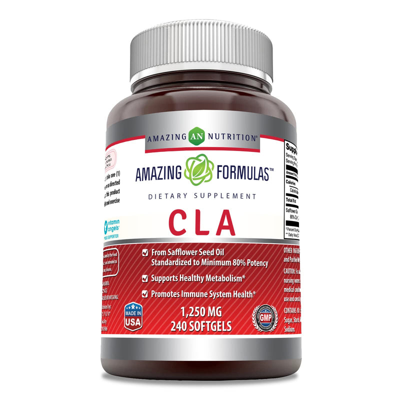 [Australia] - Amazing Formulas CLA | Conjugated Linoleic Acid Supplement | 1250 Mg | Softgels | Non-GMO | Gluten-Free | Made in USA (240 Count) 240 Count 