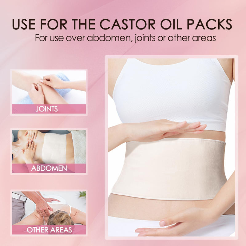 [Australia] - 2Pcs Organic Cotton Flannel for Castor Oil Pack Wrap, Unbleached Reusable Castor Oil Wrap Soothing Heat Compress for Liver, Abdomen, Joints and Other Areas, Soft and Highly Absorbent Pack of 2 - White 