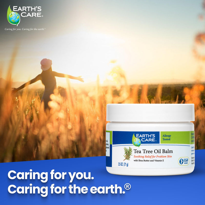 Earth's Care Tea Tree Oil Balm - Moisturizer for Dry, Problem Skin, 2.5 oz | Formulated with shea butter and vitamin E. Allergy tested and free from parabens, artificial fragrances and colors. 2.5 Fl Oz (Pack of 1)