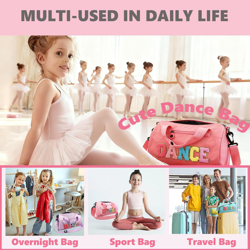 Dance Bag for Girls Kids Duffle Ballet Bag Women Birthday Gifts for Girls | Small Gym Duffle Bags Overnight Travel Bags Workout Duffel Bag,Waterproof Fabric,for Toddler Teen and Women,Girls Gift Pink L